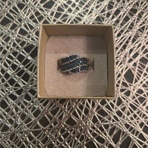 Chic Blue and Silver Band Ring